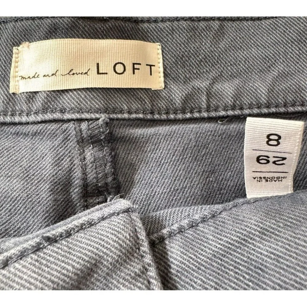 LOFT Womens High Rise The Cut Off Denim Shorts Size 29 Navy Denim